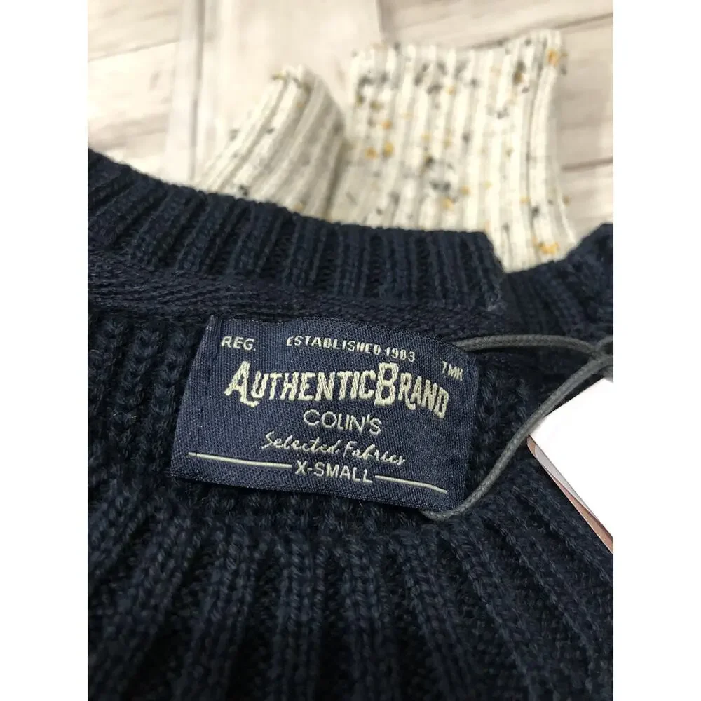 Colins Sweater Mens XS Color Block Striped Acrylic Pullover Sweatshirt N27